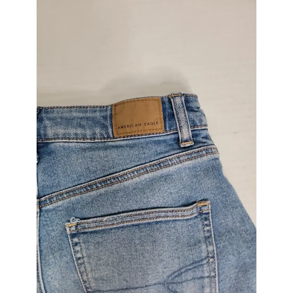 AMERICAN EAGLE MOM Shorts Womens Size 2 High Rise Fray Stretch Festival Beachy